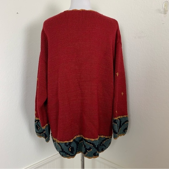 Carole Little Knitwear Button Up Cardigan Sweater Women’s L Colorful Art Fleur - Picture 10 of 16